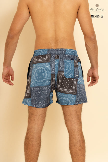TRAJE DE BAÑO ESTAMPADO AZUL MARINO