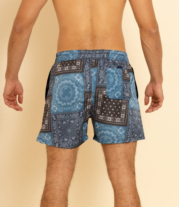 TRAJE DE BAÑO ESTAMPADO AZUL MARINO