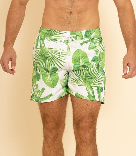 TRAJE DE BAÑO BLANCO ESTAMPADO VERDE