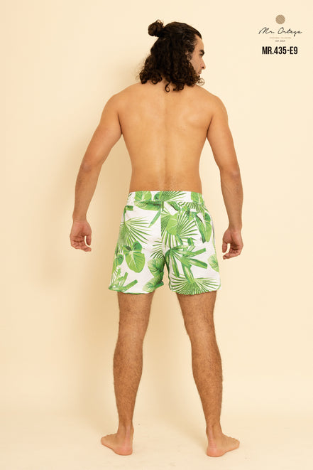 TRAJE DE BAÑO BLANCO ESTAMPADO VERDE