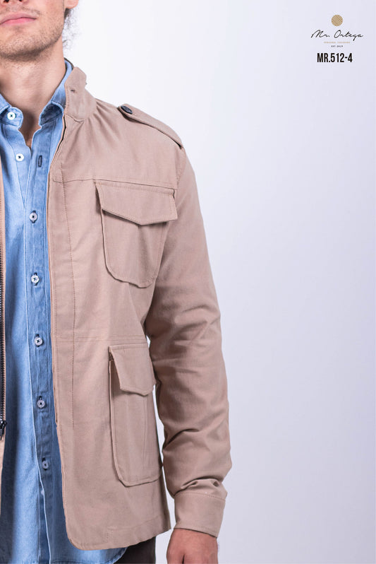 CHAMARRA GABARDINA BEIGE MANGA LARGA