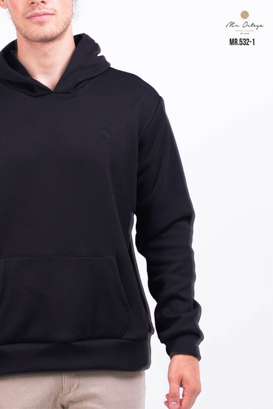 SUDADERA ALGODÓN NEGRA MANGA LARGA