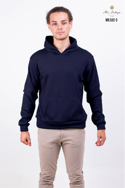 SUDADERA AZUL MARINO CON GORRO