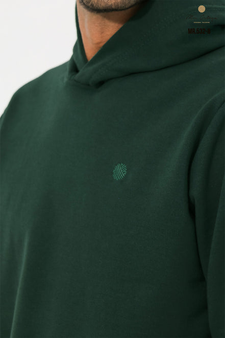 SUDADERA VERDE MUSGO CON GORRO