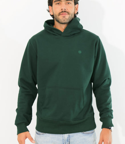 SUDADERA VERDE MUSGO CON GORRO