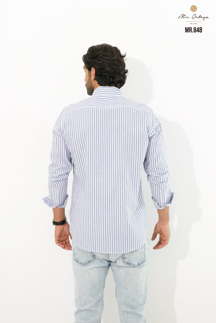 CAMISA RAYAS BLANCO Y AZUL