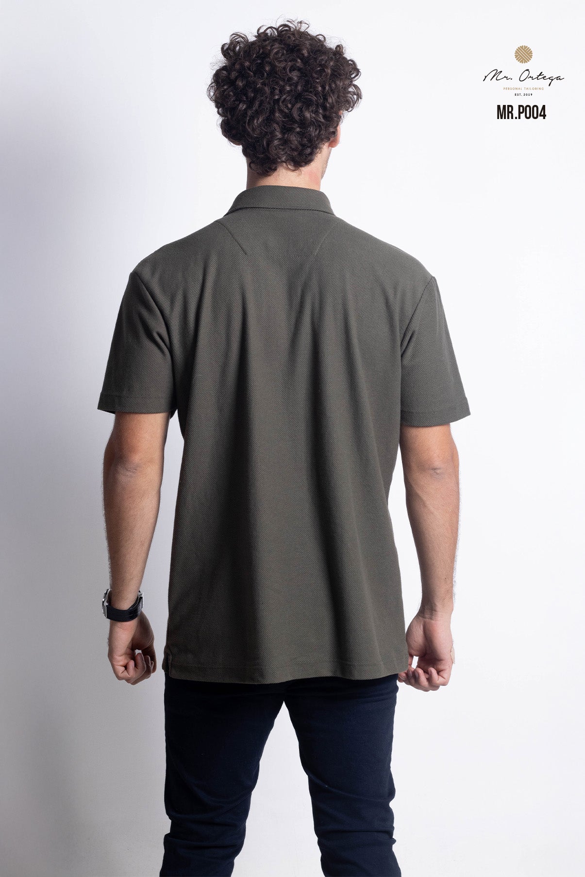 PLAYERA TIPO POLO TEXTURA WAFFLEADA VERDE MANGA CORTA