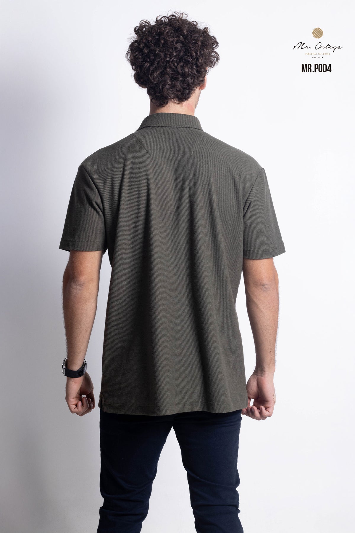 PLAYERA TIPO POLO TEXTURA WAFFLEADA VERDE MANGA CORTA