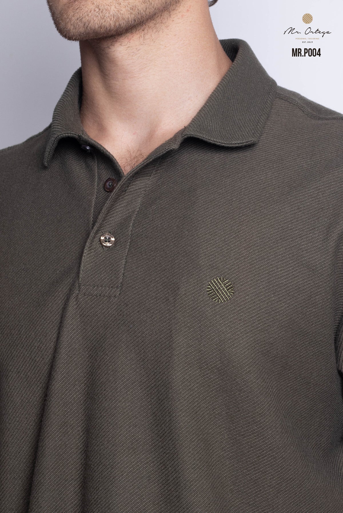 PLAYERA TIPO POLO TEXTURA WAFFLEADA VERDE MANGA CORTA