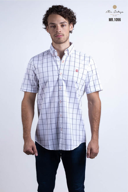 CAMISA BLANCA CUADROS NEGROS