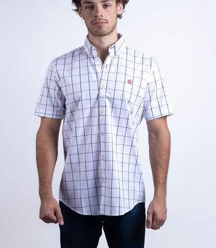 CAMISA BLANCA CUADROS NEGROS