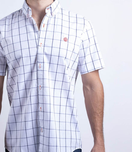 CAMISA BLANCA CUADROS NEGROS