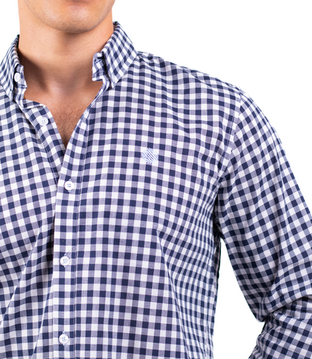 CAMISA CUADROS PEQUEÑOS MARINO / BLANCO