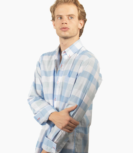 CAMISA CUADROS AZUL CIELO / BLANCO Y CELESTE