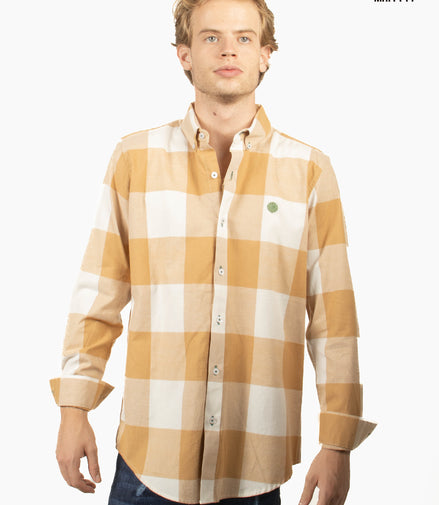 CAMISA CUADROS MARRÓN CLARO