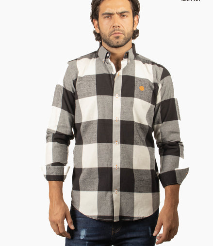 CAMISA CUADROS NEGRO / BLANCO