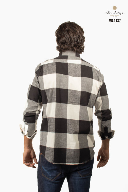 CAMISA CUADROS NEGRO / BLANCO