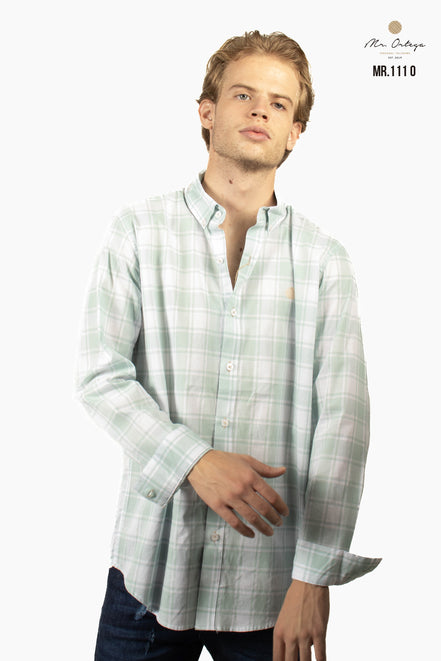 CAMISA CUADROS VERDE AGUA