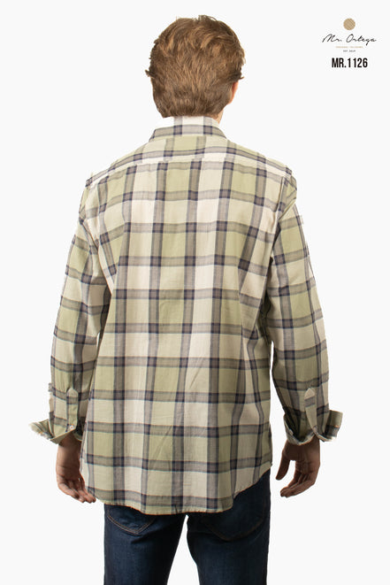 CAMISA CUADROS VERDE OLIVO