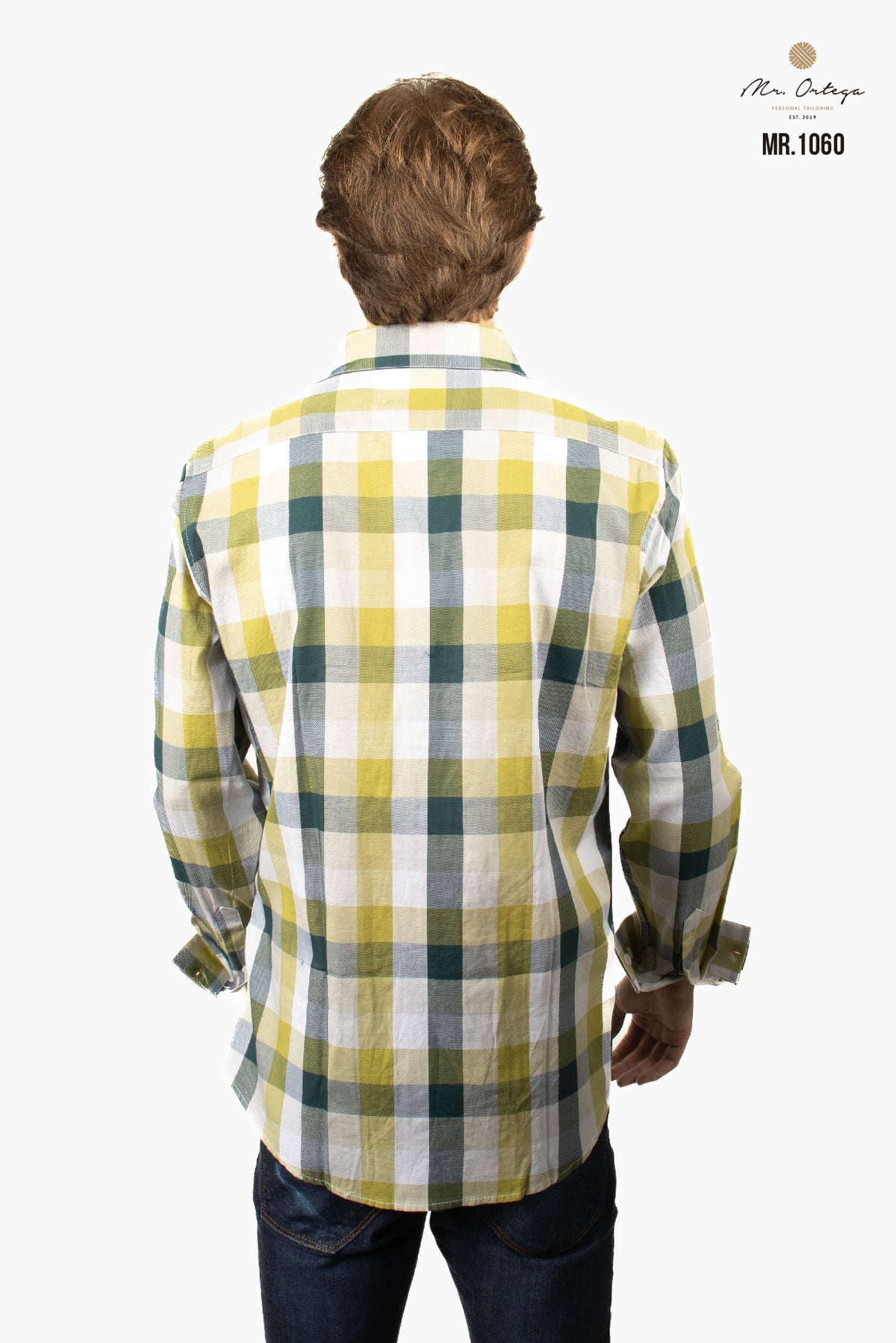 CAMISA CUADROS VERDE OSCURO, VERDE LIMON Y GRIS DOBLE BOLSA MANGA LARGA