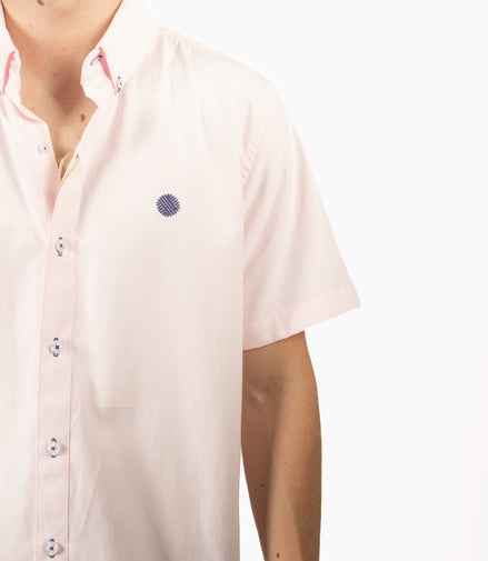 CAMISA LISA ROSA PASTEL MANGA CORTA