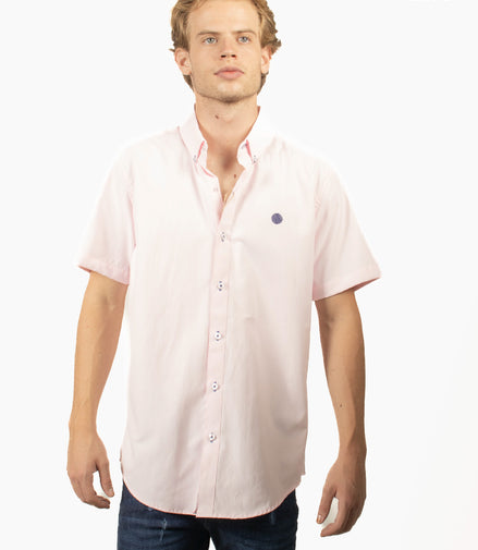 CAMISA LISA ROSA PASTEL MANGA CORTA