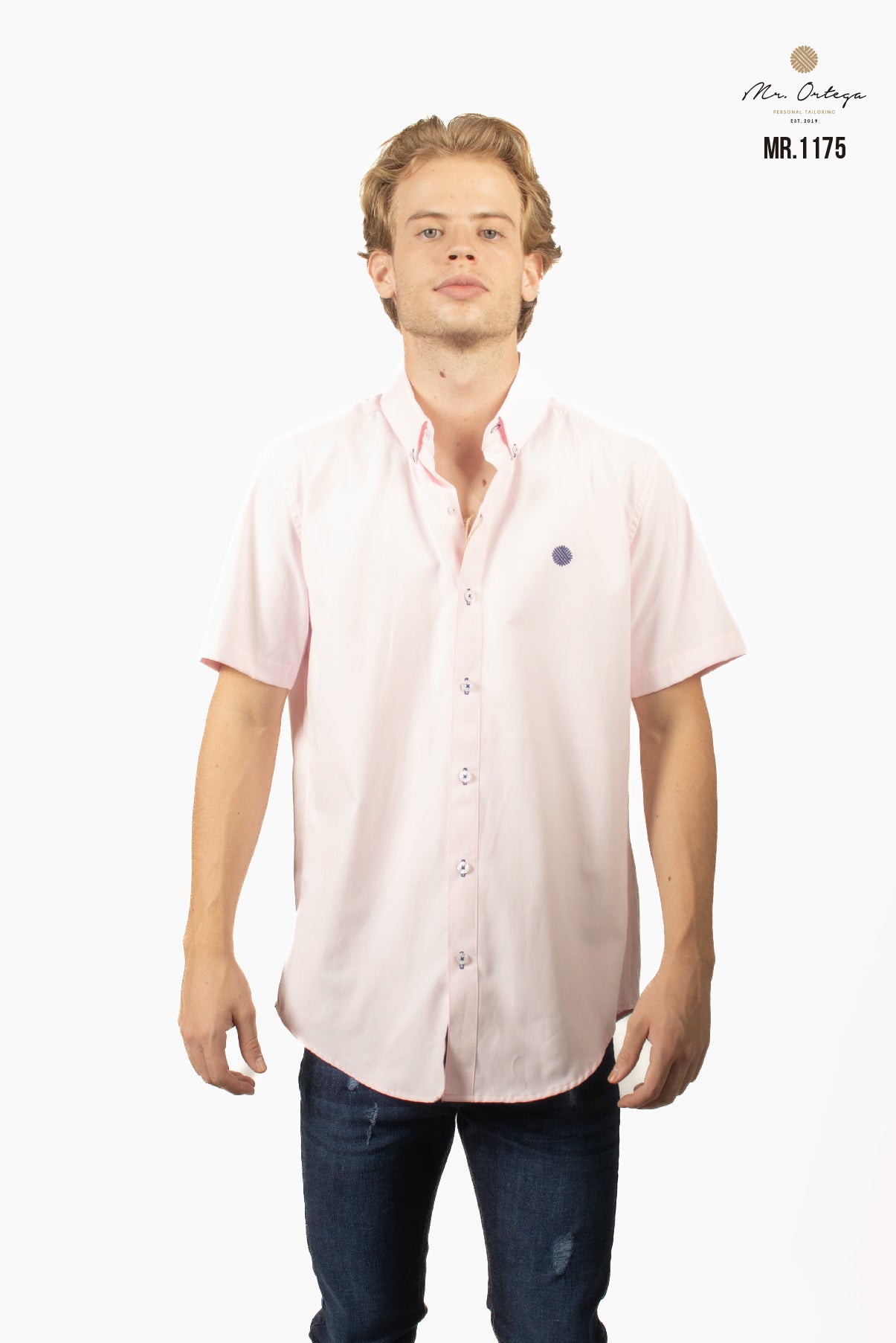 CAMISA LISA ROSA PASTEL MANGA CORTA