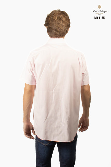 CAMISA LISA ROSA PASTEL MANGA CORTA