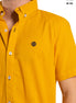CAMISA MOSTAZA BORDADO NEGRO MANGA CORTA