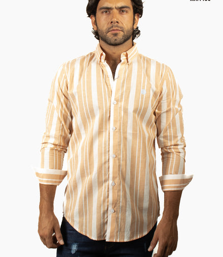 CAMISA RAYAS DURAZNO Y BLANCO
