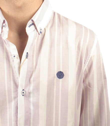 CAMISA RAYAS LILA Y BLANCO