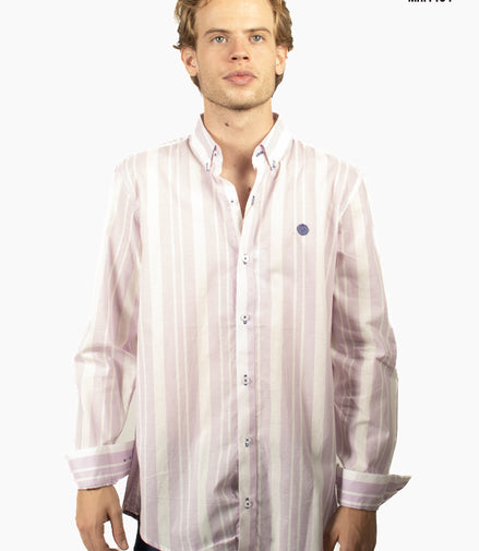 CAMISA RAYAS LILA Y BLANCO
