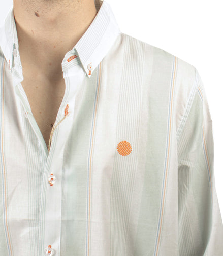 CAMISA RAYAS VERDE AGUA / HUESO Y ROSA
