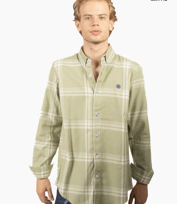 CAMISA VERDE CLARO FRANJAS BLANCAS