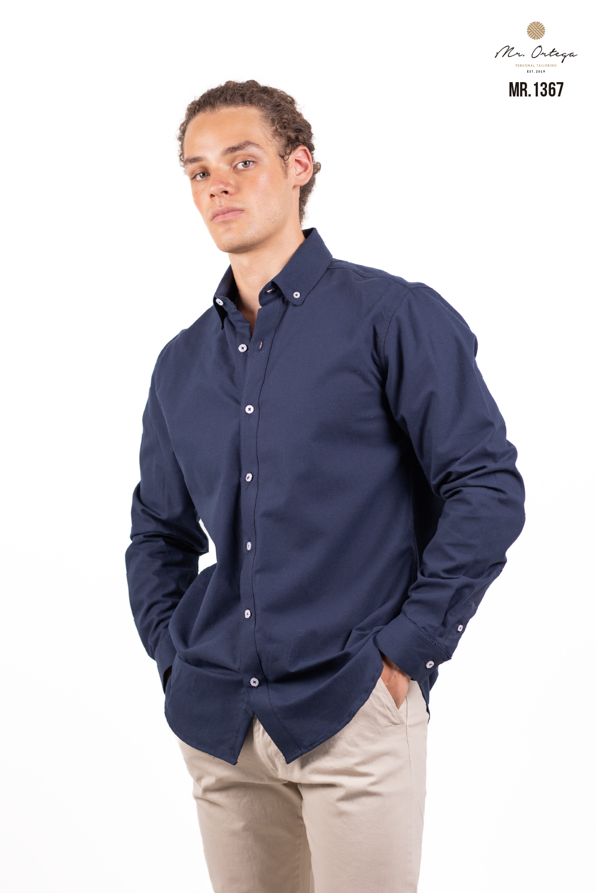 CAMISA LISA AZUL MARINO MANGA LARGA