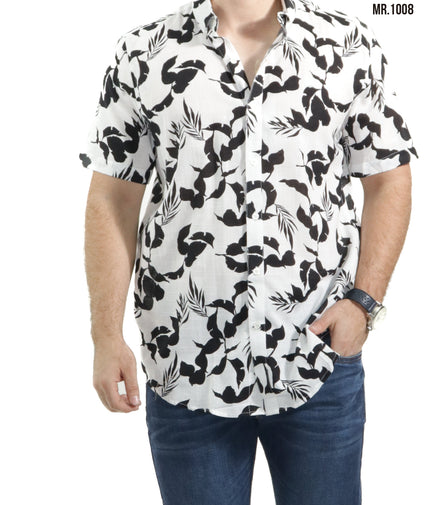 CAMISA BLANCA FLORES NEGRAS