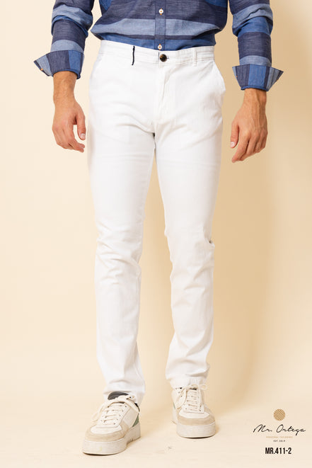 PANTALÓN GABARDINA BLANCO CORTE REGULAR