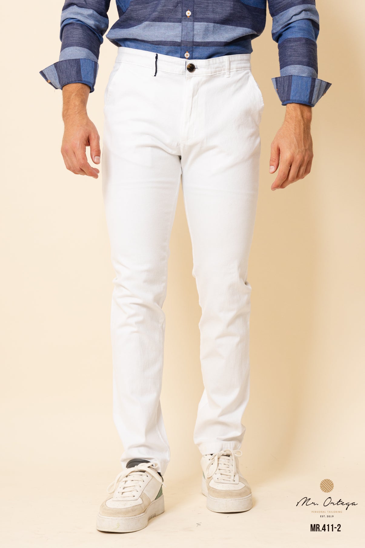 PANTALÓN GABARDINA BLANCO CORTE REGULAR