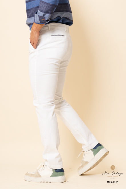PANTALÓN GABARDINA BLANCO CORTE REGULAR