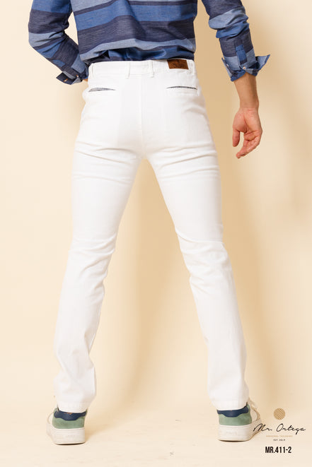 PANTALÓN GABARDINA BLANCO CORTE REGULAR