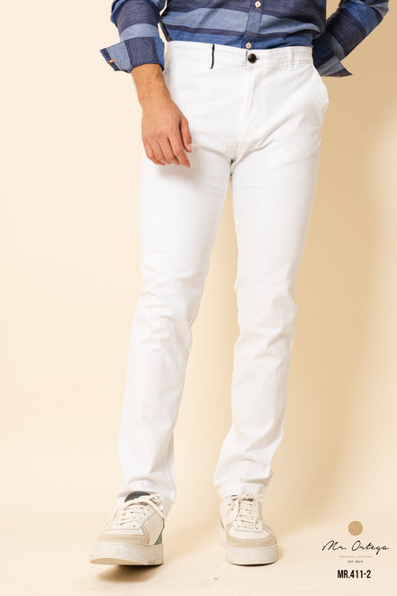 PANTALÓN GABARDINA BLANCO CORTE REGULAR