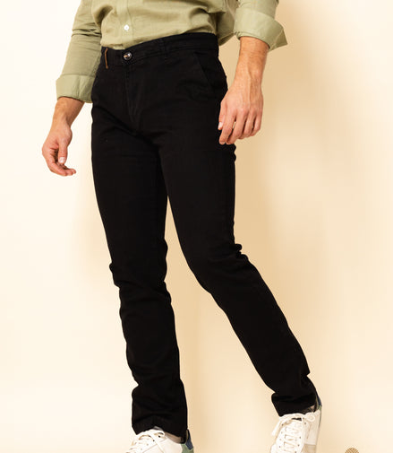 PANTALÓN GABARDINA NEGRO CORTE REGULAR