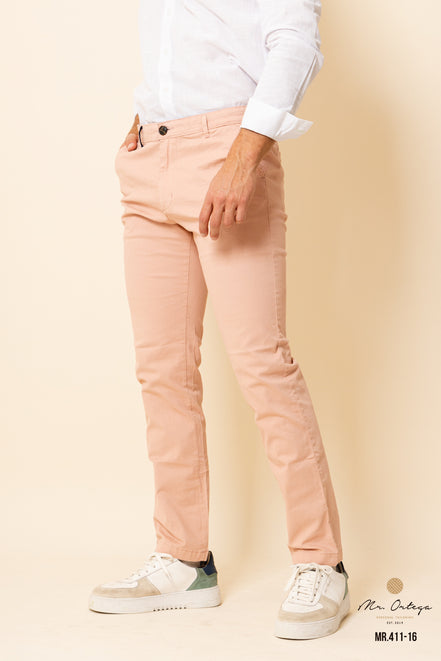 PANTALÓN GABARDINA ROSA CORTE REGULAR