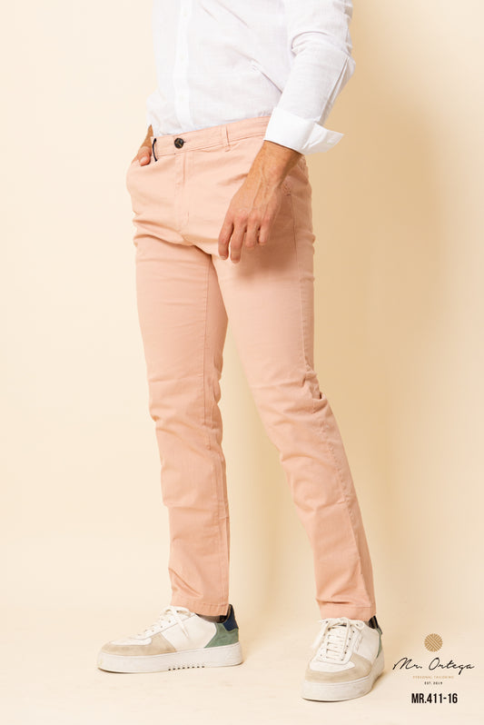 PANTALÓN GABARDINA ROSA CORTE REGULAR