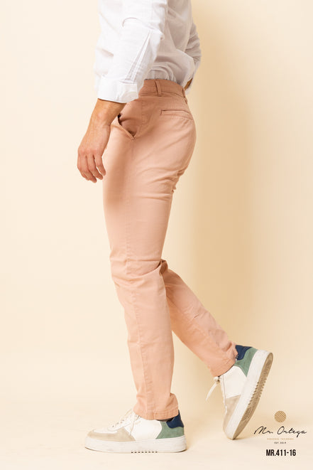 PANTALÓN GABARDINA ROSA CORTE REGULAR